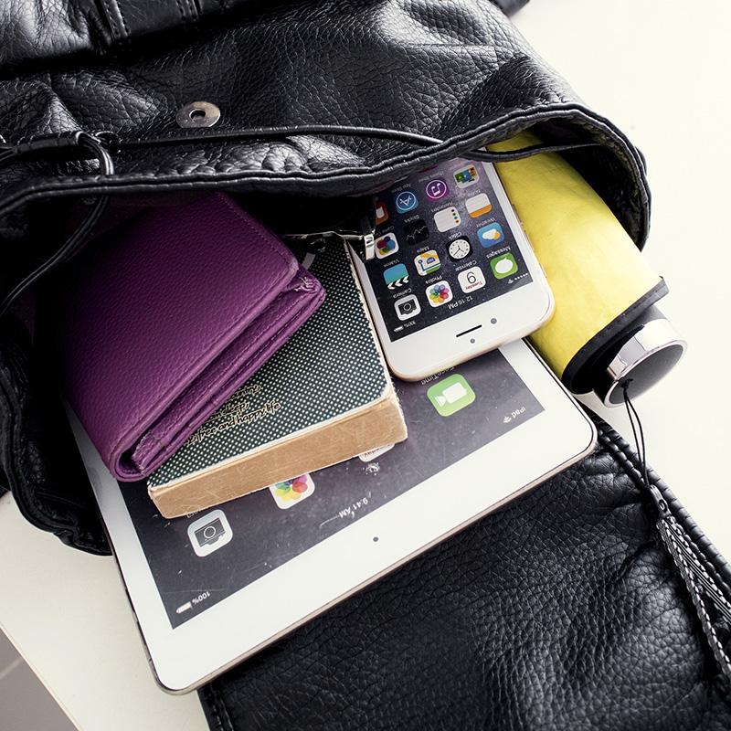 Portofel de damă în rucsac cu șnur, geantă mare de voiaj la modă din piele artificială, geantă de umăr casual, rucsac pentru laptop