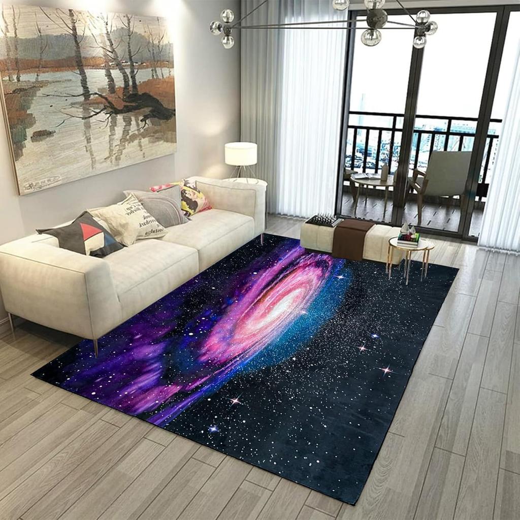 VIKAMA 3D Planet Universe Crystal Velvet Carpet Children's Room Play Mat Home Living Room Bedroom Decorative Floor Mat