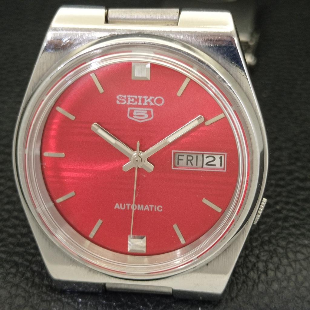 GENUINE VINTAGE SEIKO 5 AUTOMATIC 7009A JAPAN MENS RED DIAL WATCH A701675-5 R206c-a701675
