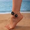 Cavigliera a Catena con Fiori Colorati Grandi per l'Estate Accessori Piedi Nudi Boho Spiaggia Metallo Fibbia OT Braccialetto per Piede Gioielli per Sandali da Donna