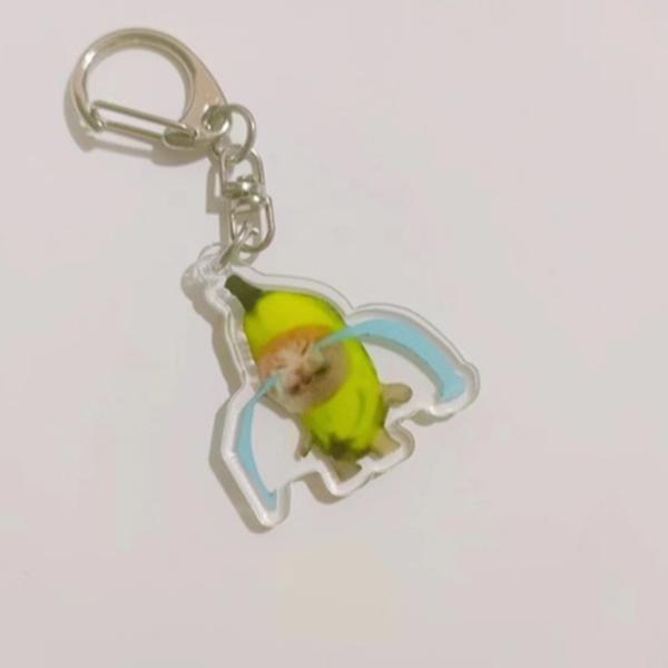 

Милый брелок с подвеской в ​​виде банана и кота, забавная акриловая маленькая цепочка для ключей с котом, студенческая подарочная сумка, аксессуары