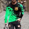 women o neck long sleeve 3d print t shirt