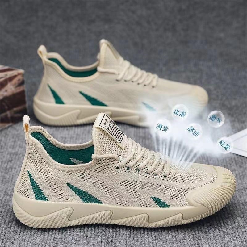 Men's shoes summer breathable lightweight non-slip mesh sneakers fly-woven men's soft-soled casual shoes dad shoes