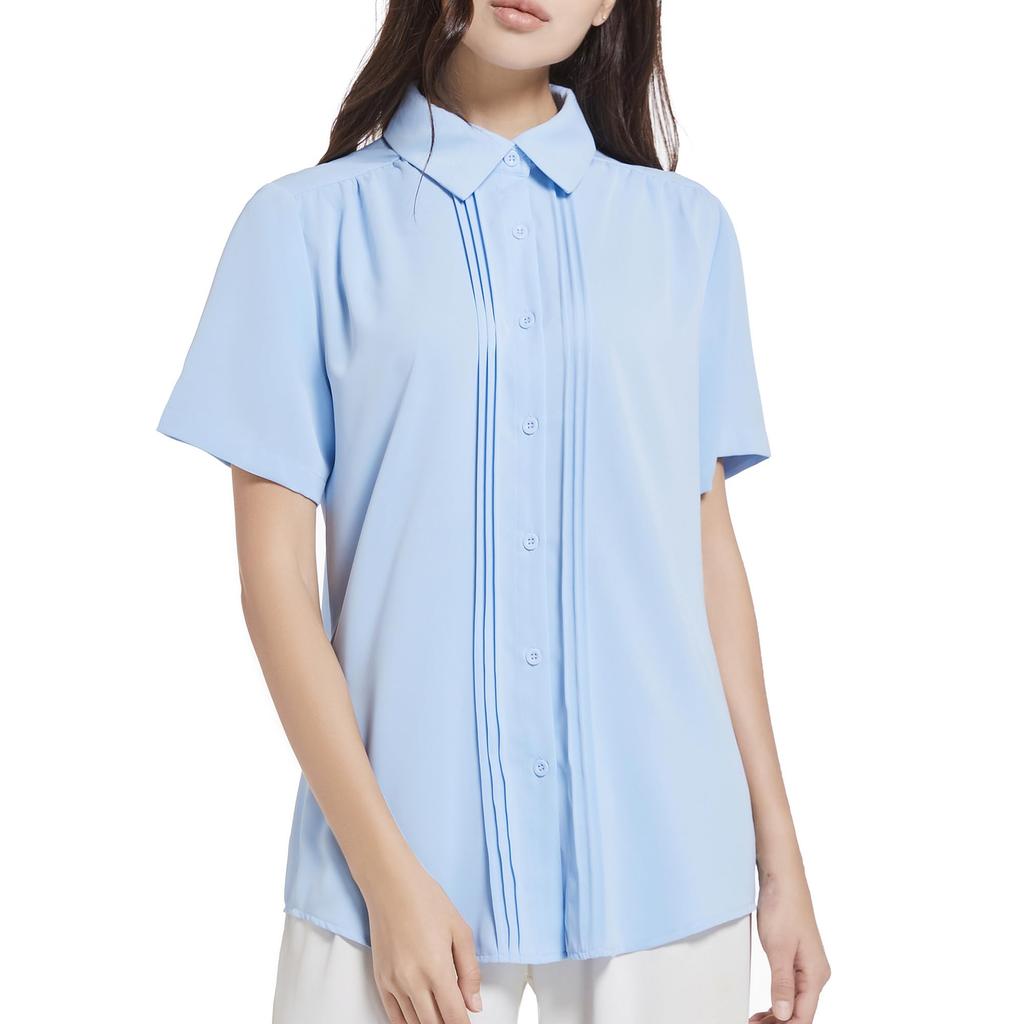 SPRING SEAON Short Sleeve Pintuck Plus Loose No Everyday Deodorizing Light Size M Women's Blouse, Size, Summer, Fit, Iron, Office, Casual, Wear,