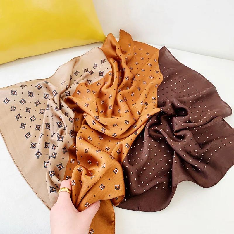 70*70cm Fashion Handkerchief Neck Scarf For Women Small Shawl Silk Satin Hair Scarfs Female Square Headband Bandana Head Scarves