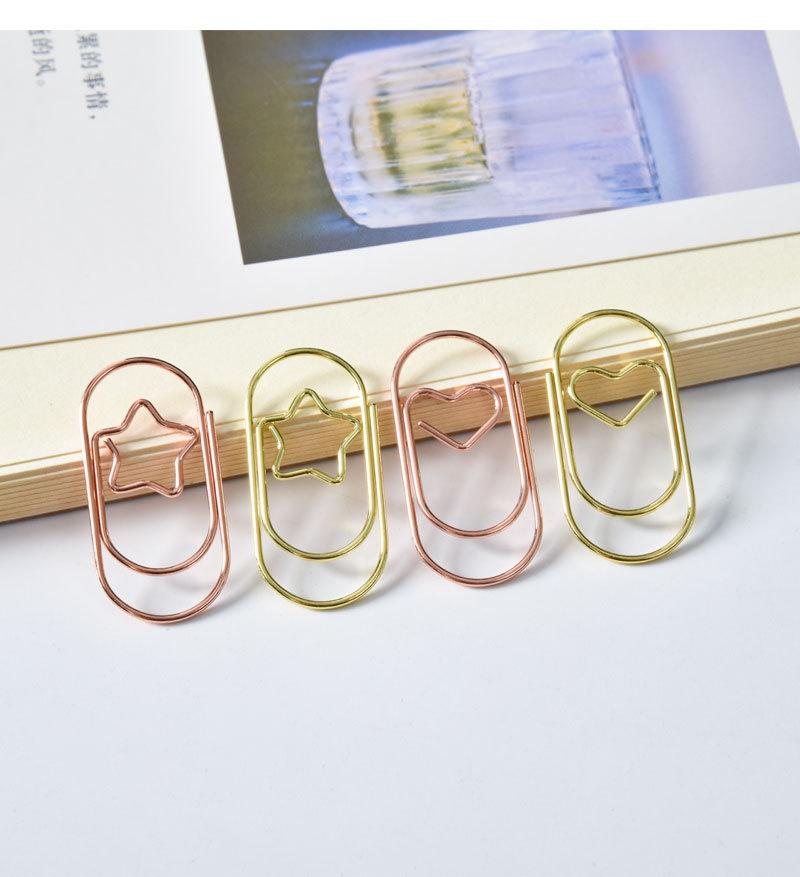 Gold-Plated Five-Pointed Star Love Paper Clips Widened Large Paper Clips Office Documents Sorting Paper Clips Metal Paper Clips