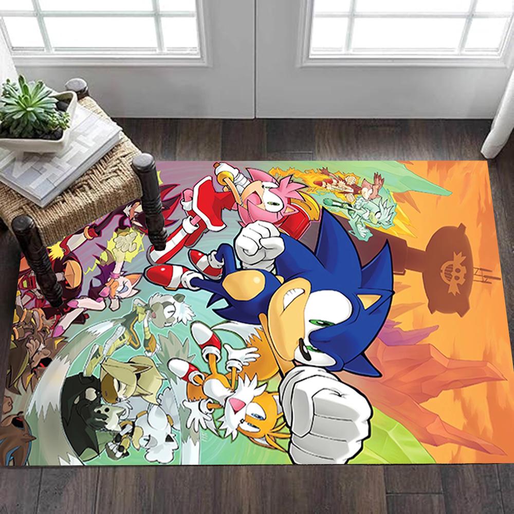 Sonic The Hedgehog Adventure Poster Decoration,Carpet,Living Room,Bedroom, Non-slip,Square rug