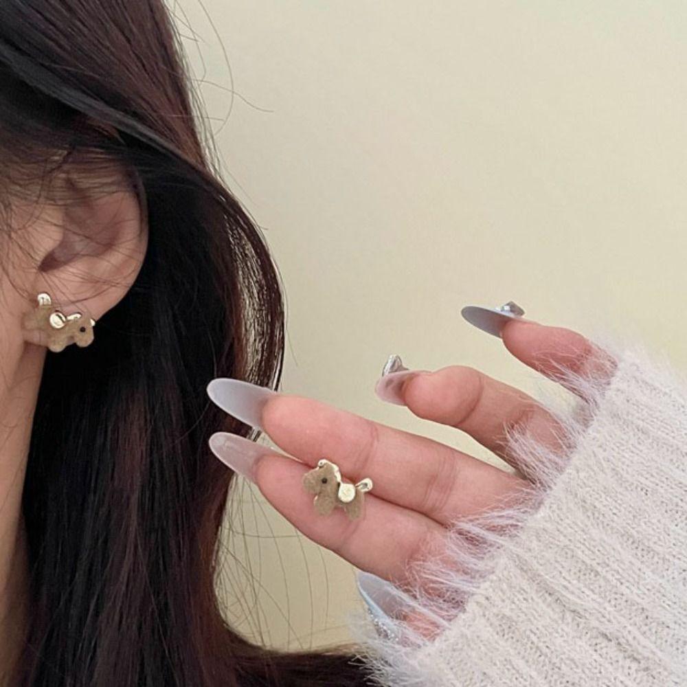 Good Luck Chinese Horse Stud Earrings Cartoon Zodiac Horse Pony Earrings New Year Gift