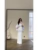European and American 2024 Solid Color Satin Batwing Shawl Dress with Long Sleeves