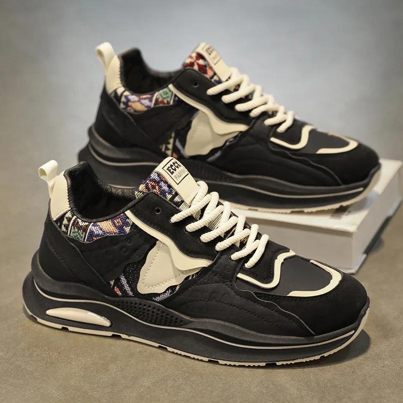 

Low Top Running Thick soled Sports Shoes for Youth Trend Increase Leisure Travel Shoes Men Zapatillas Hombre tenis masculino 44 чёрный