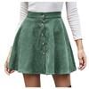 Women Lady  Solid Color High Waist Corduroy A-line Skirt   Skirt