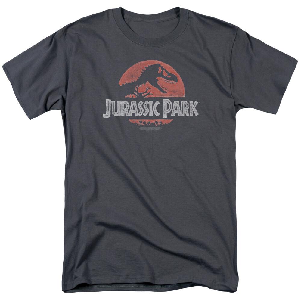 Jurassic Park Faded Logo T Shirt Mens Licensed Dinosaur Movie Tee Charcoal XXXL