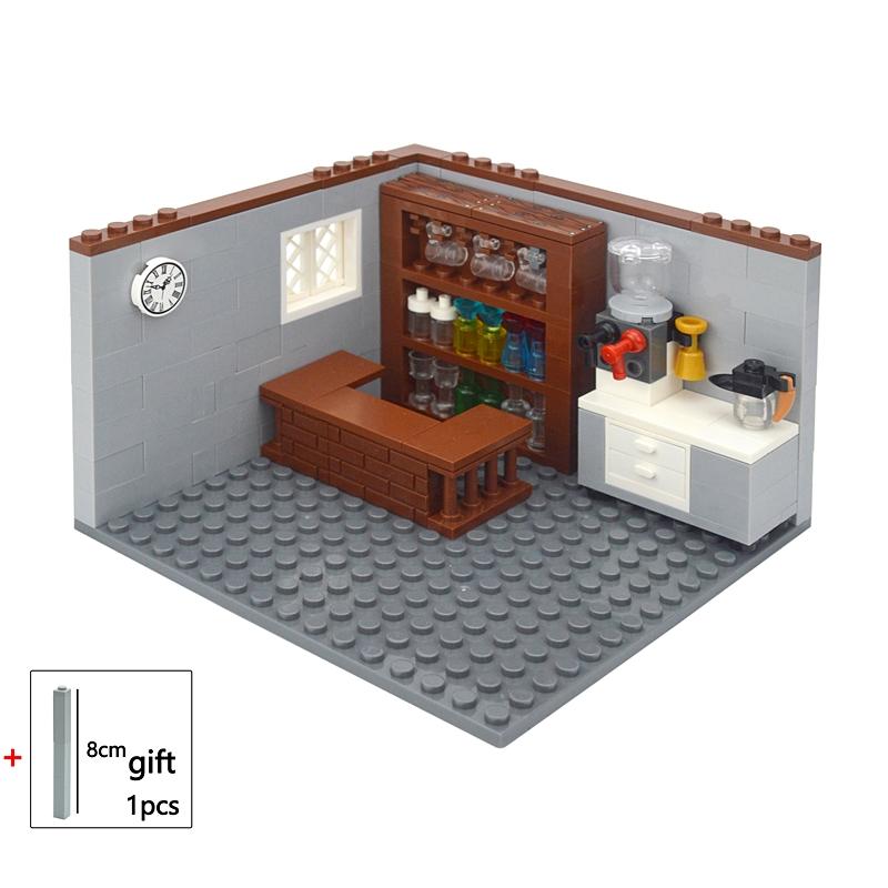 City House Building Blocks Toys MOC Furniture Model Bricks Bedroom Living Room Bathroom Pool Table Study-room For Children Gifts
