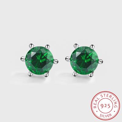 Classic Green Zircon S925 Silver Earring for Women's Creative Shiny Zircon Sterling Silver Jewelry Earrings Wedding Bridal Jewelry Party Jewelry