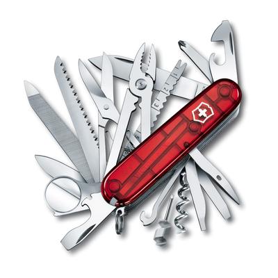 VICTORINOX Swiss Champ Translucent Red Swiss Army Knife Multifunctional Knife Disaster Prevention Goods Outdoor Camping Pliers Scissors with Loupe