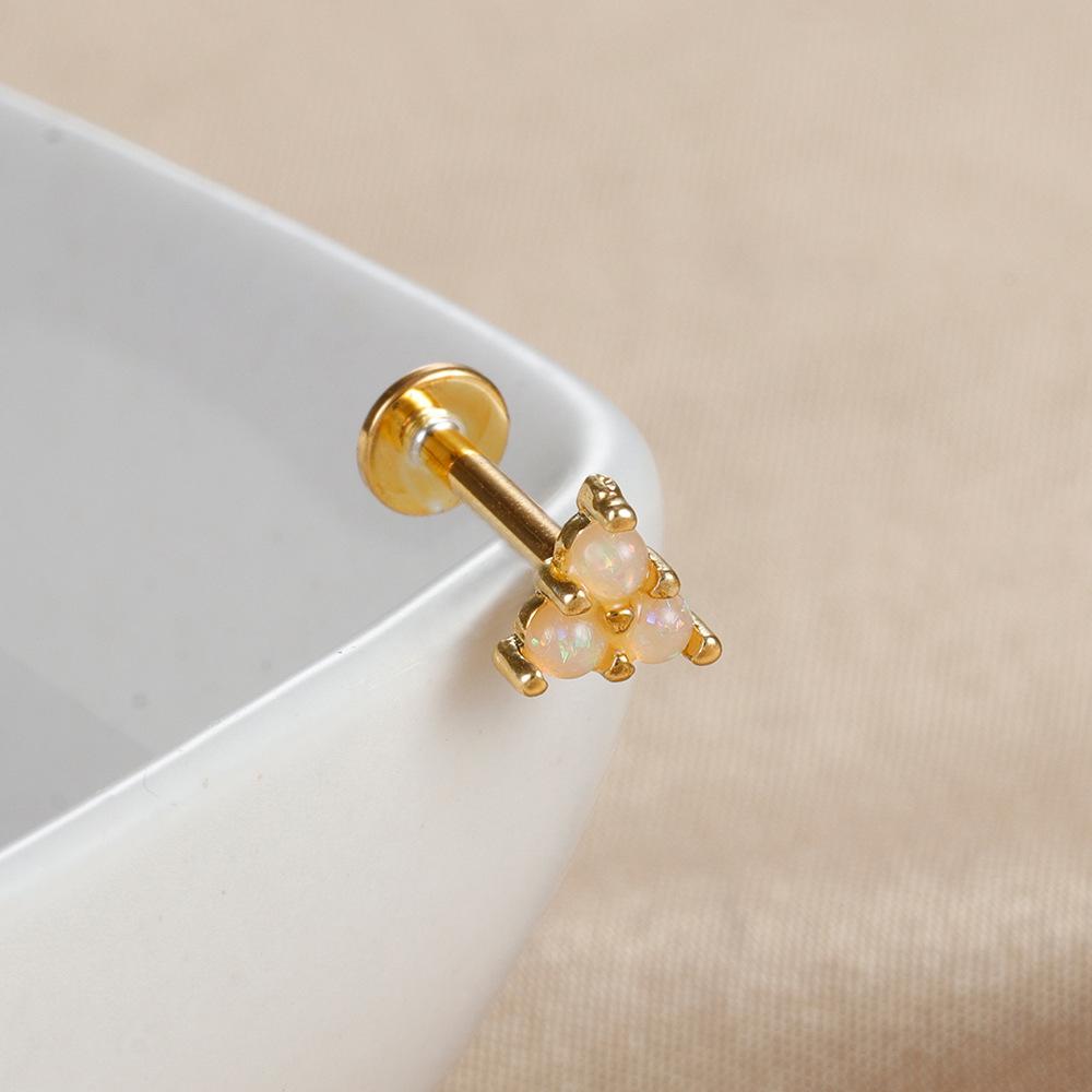 Sterling Silver Opal Threaded Cartilage Stud Earrings