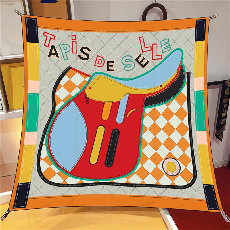 

Silk Scarf Women Letters Saddle Print Square Scarves Head Echarpes Silk Foulards Femme Wraps Beach Shawls Bandana Lady Hijabs 90CM x 90CM