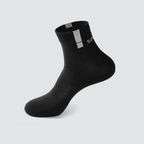 Men's Non-Slip Mid-Calf Sports Socks - Odor-Resistant Cotton, Casual Autumn/Winter Solid Color with Letter Design