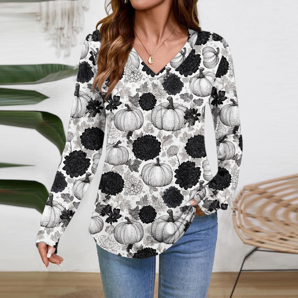 Women Long Sleeve Tops Dressy Casual V Neck Tshirts Basics Tee Vacation Fall Fashion Clothes