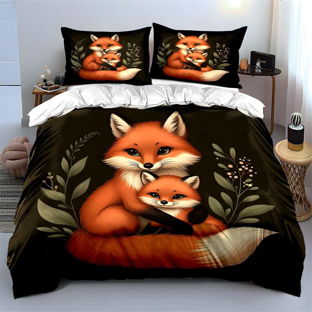 "Whimsical foxes' cozy embrace" Bedding sets Duvet covers Pillowcases(1* Duvet Cover 2* Pillowcases without duvet insert)