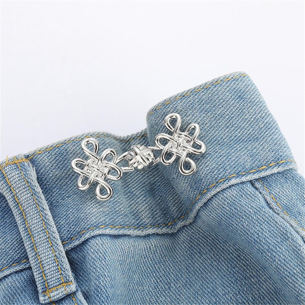 Beautiful Chinese Knot Adjustable Tightener Waist Buckle For Jeans,No Sewing Required Metal Button Adjuster For Pants And Skirts