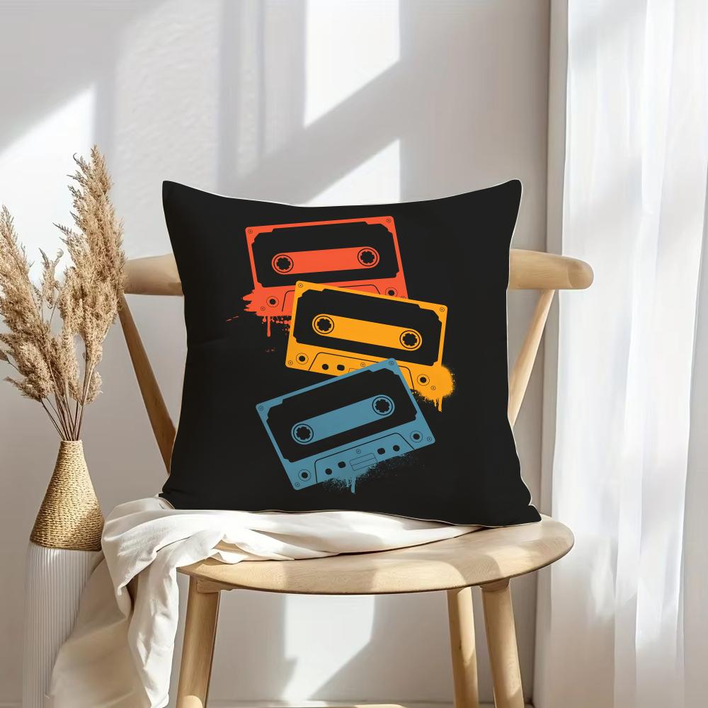 Retro Cassette Tape Cushion Cover Soft Plush Throw Pillow Cover  DoubleSided Decorative Cushion Case  Sofa Bedroom Home Decor