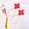Pinkdudu Romantic Earrings Copper Hoop with Hand-Painted Floral Drops Artistic OG047