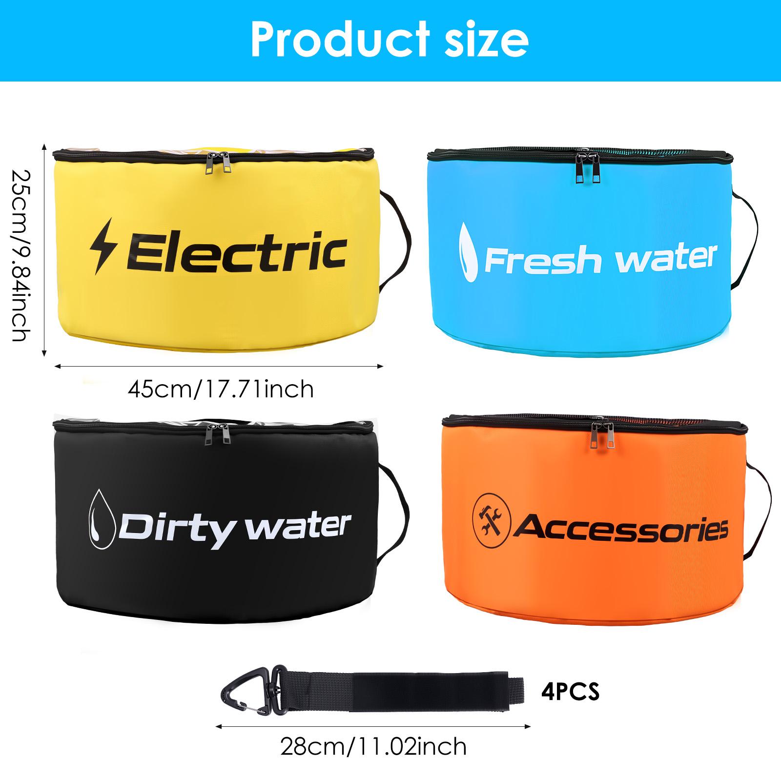 

4 Pcs RV Hose Storage Bag Dual Zipper Breathable Drawstring Mesh Pouch with Waterproof Lining Multi-role Motor Home Utility Bag