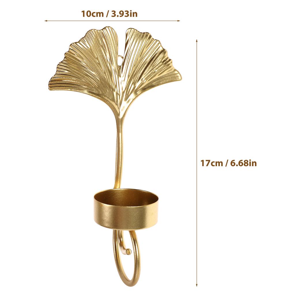 Light Luxury Golden Leaf Wall Hanging Holder Home Decor Mounted Decorative Candlestick Household Stand Iron Dad