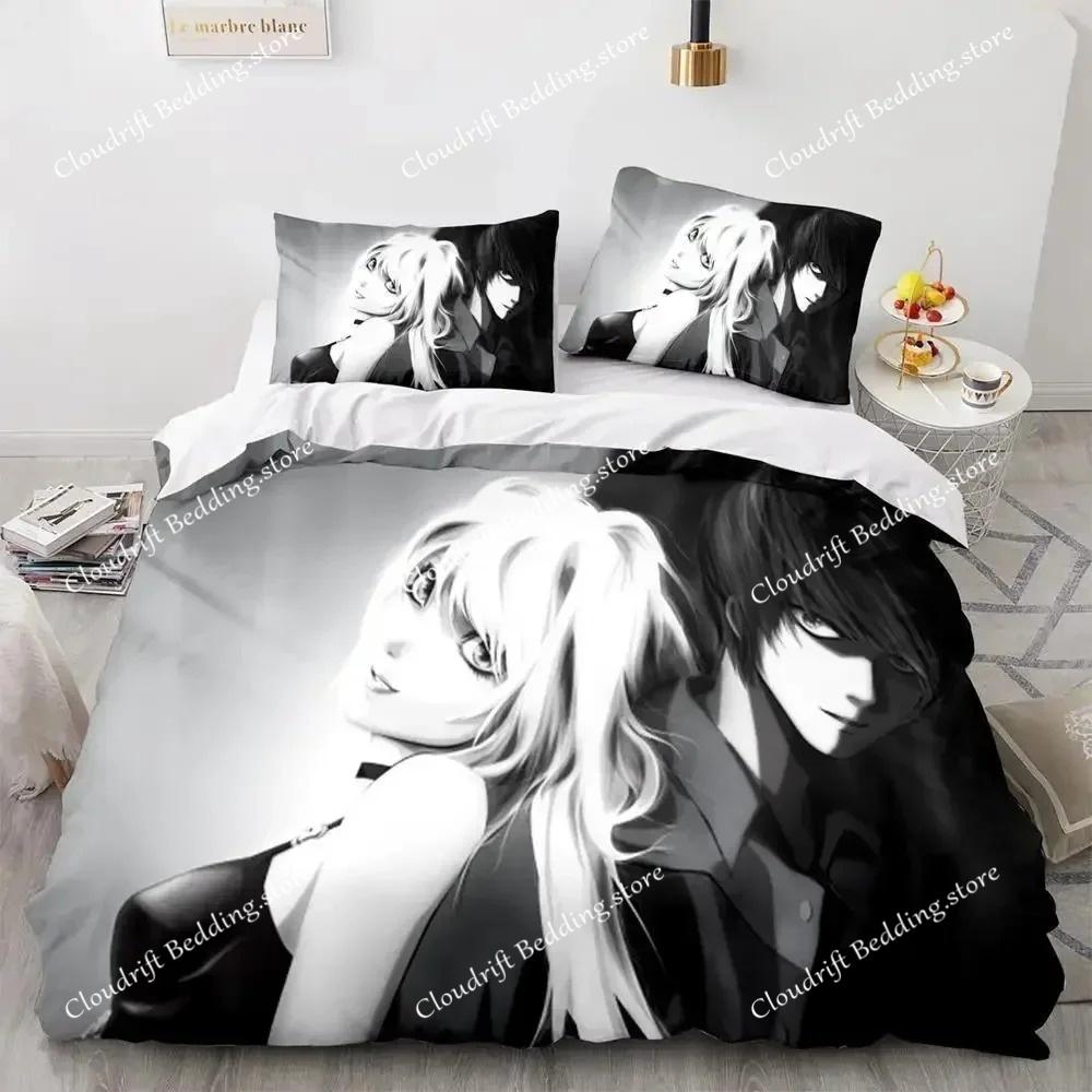 Death Note Bedding Set, Death Note Duvet Cover Set, Microfiber Quilt Cover with Pillowcases for Kids Teens Adults