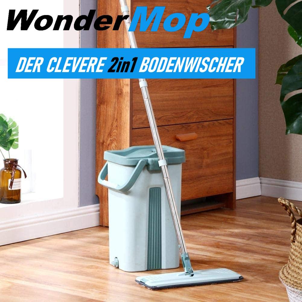 WONDERMOP Professional Floor Mop Set, Microfiber Mop, 2-chamber System, Bucket
