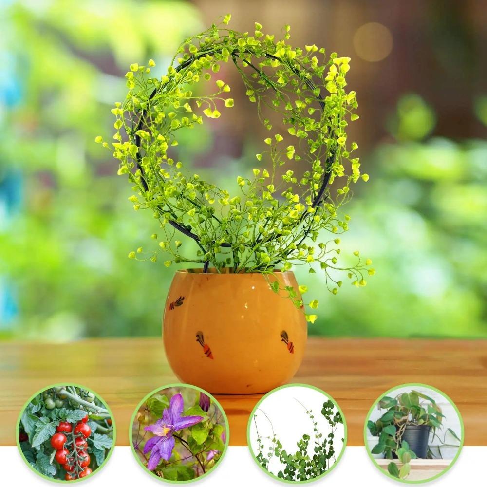 1Pc Plant Support Garden Stake Stand Round Vine Climbing Rack Ironheart-Shaped Flower Trellis Frame Stand Holder Plastic Decor