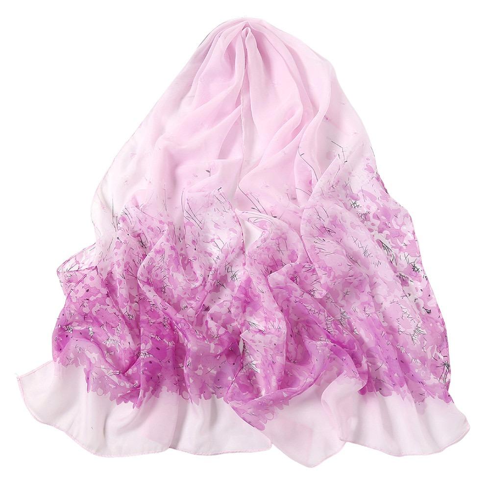 160*50cm Chiffonschal Blumendruck Stola Seide Mode Langer Wickelschal für Damen