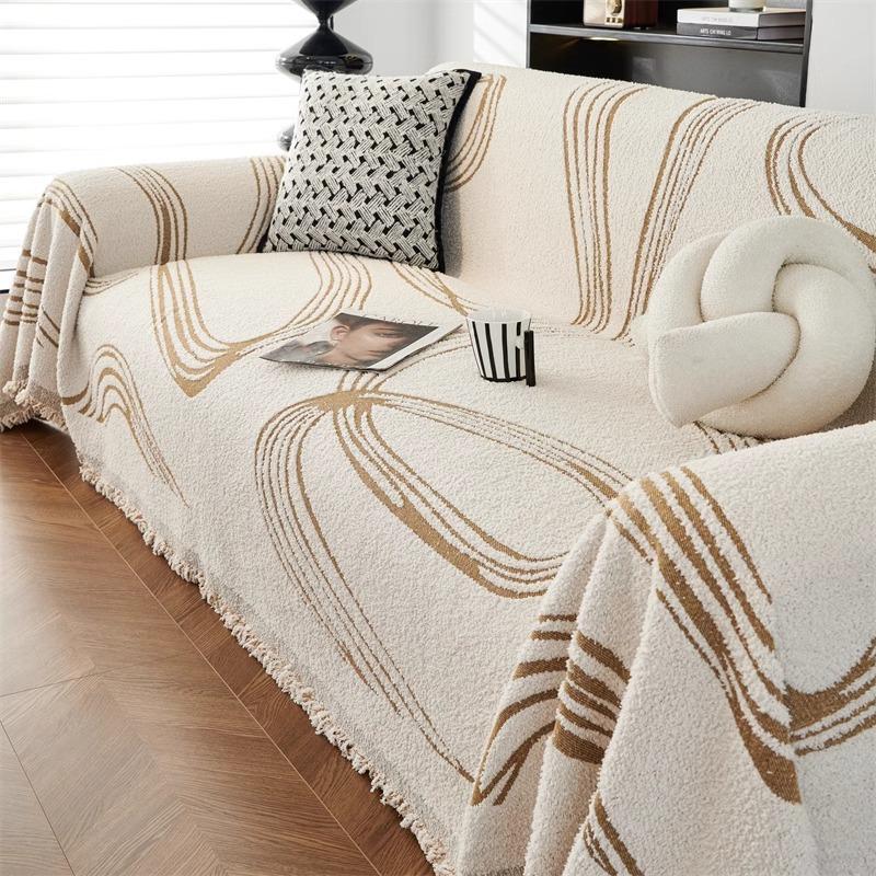 Autumn and Winter Thick Plush Ribbon Sofa Cover Cloth One-Piece Sofa Towel All-Inclusive Sofa Cover Dust Cover Full Cover Blanket