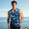 Men's Fashion Printed Sleeveless Lapel Button-Down Shirt Vest Top