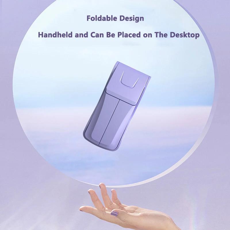 New Double Head Fans Mute Handheld Small Fan Portable Creative Mini Three Speed Adjustable Solid Color USB Charging Folding Fan