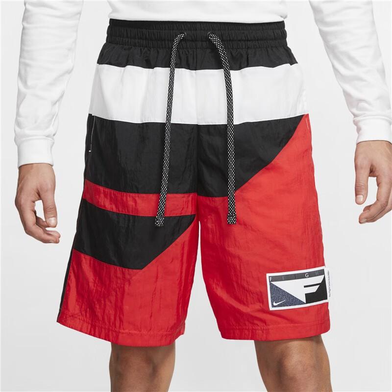Nike Flight Color-Block Sports Shorts Men Bottoms Black White Red BV9413-658