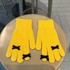 Warm Bowknot Knitted Gloves Candy Color Women Cycling Mittens Soft Winter Velvet Gloves  Ladies