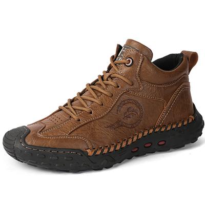 Botas casuales de otoño hechas a mano para hombre, botas de conducción de gran tamaño, botines de costura hechos a mano