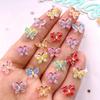 40PCS Mixed Glitter Resin Butterflies - Colorful Mini Crystal Appliques for Nail Art, DIY Wedding Scrapbook Decor, Jewelry Making, and Crafts