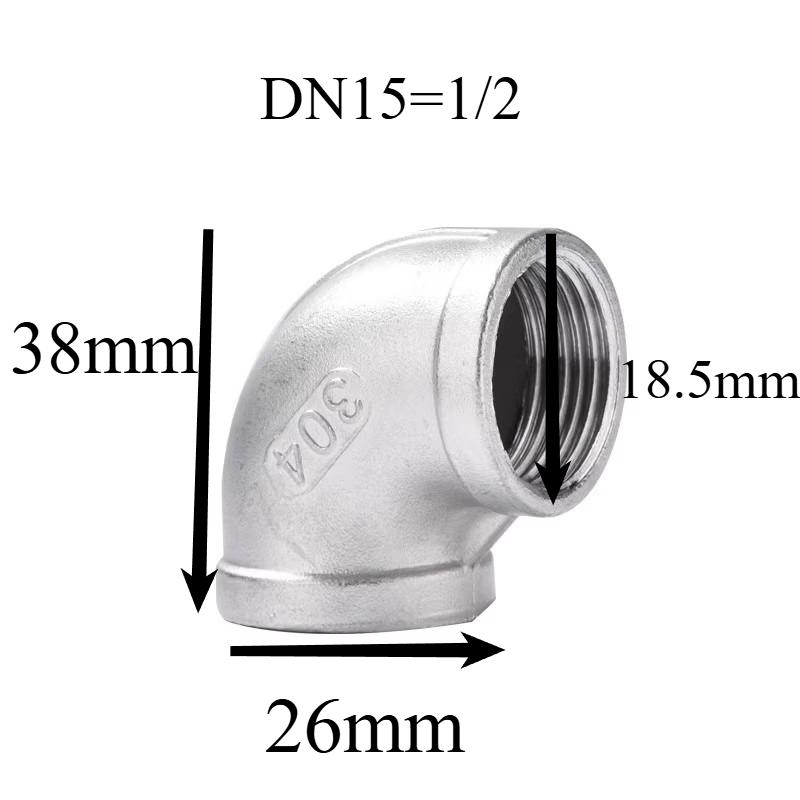 304 Edelstahl Innendraht Winkel Gewinde rechter Winkel 90 Grad Innengewindeanschluss Wasserrohrzubehör
