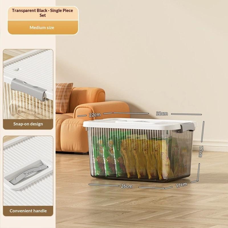 Transparent Large Capacity Storage Bins To Organize Books Snacks Toy Miscellaneous Storage Box