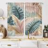 2pc Tropical green and pink monstera leaf print curtains, polyester fabric, machine washable, suitable for bedrooms living rooms
