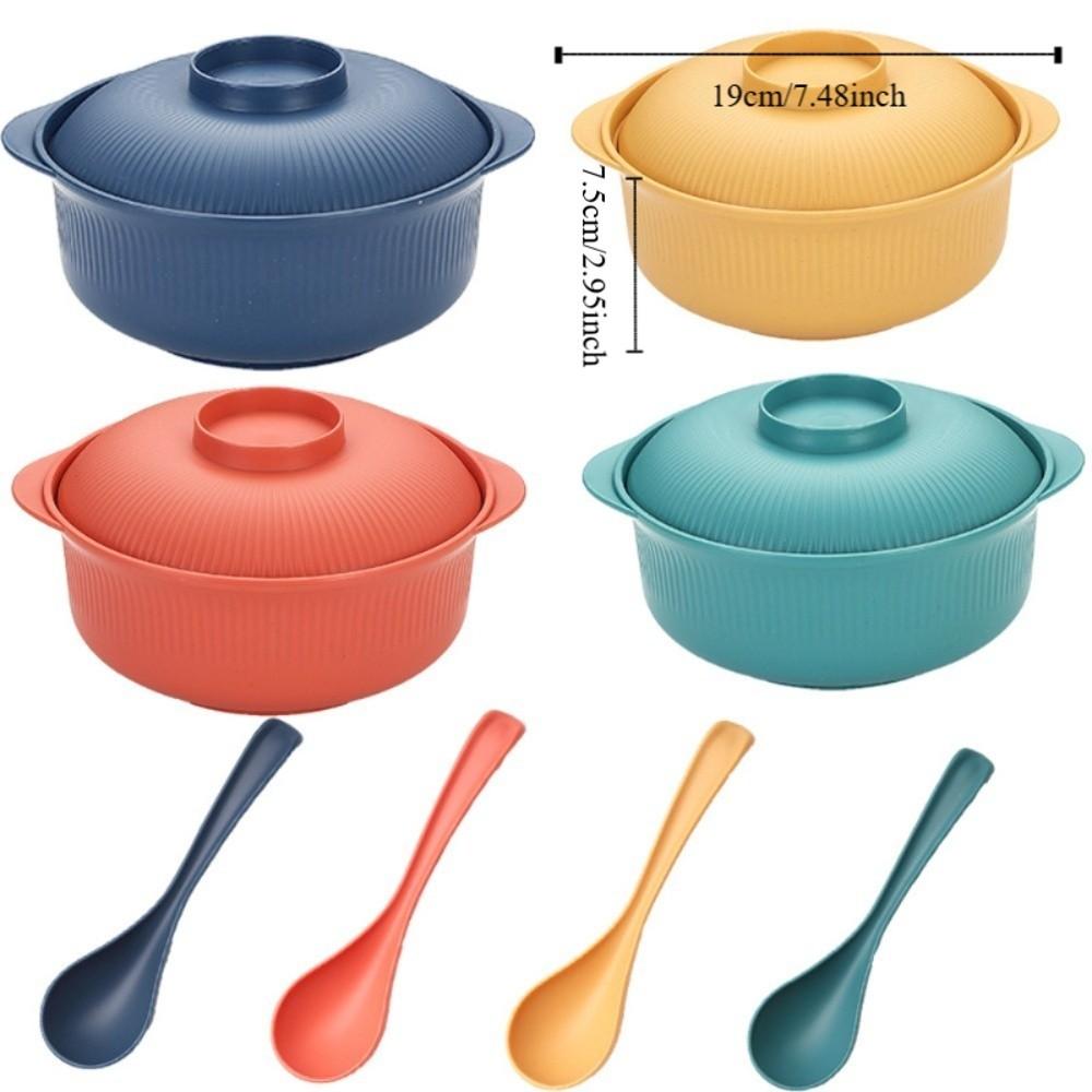 4 Set Large Capacity Salad Bowl Plastic Soup Bowl Kitchen Utensils Ramen Noodles Bowl Picnic