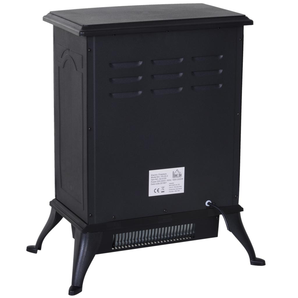 Electric Fireplace with Heating, Electric Fireplace with LED Flame Effect, 1000/2000W Decorative Fireplace, Electric Fireplace Fire Stove, Black