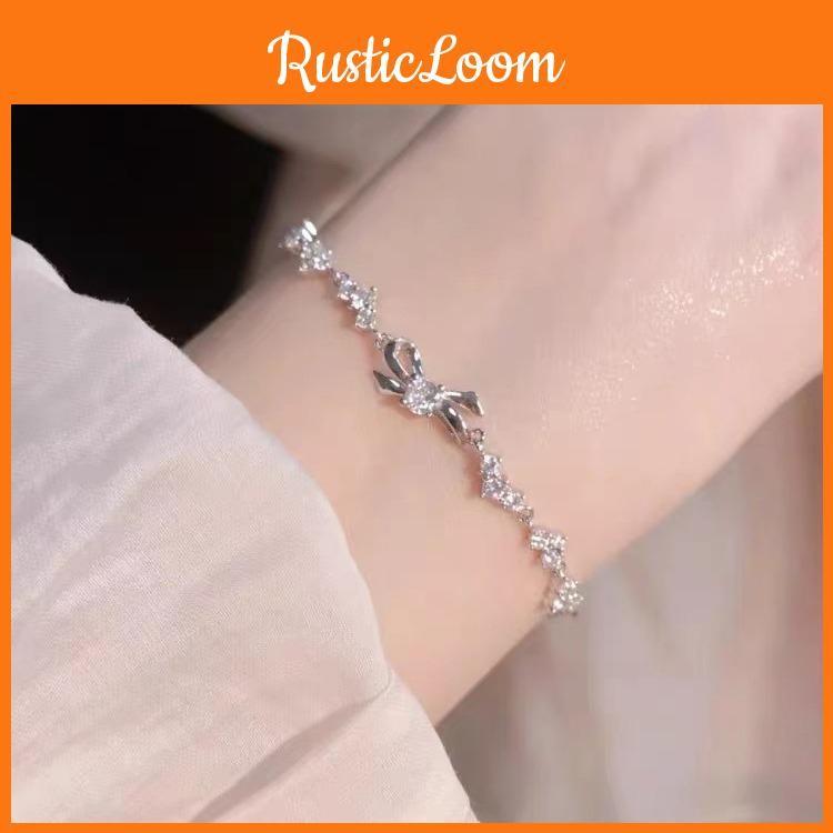 Highend Bowknot Bracelet For Women Summer Geometric Copper Jewelry With Rhinestones