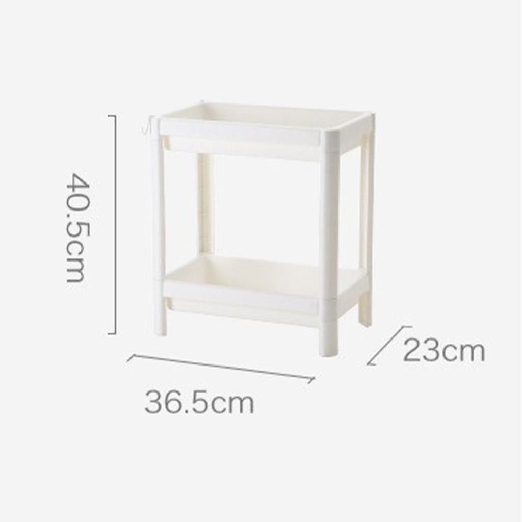 2 Tier Bathroom Floor Storage Shelf with Drain Hole Multifunction Stable Space Saving Standing