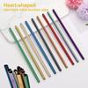Portable Stainless Steel Heart-shaped Reusable Straw Bar Tool Metal Straws Drinking Straw