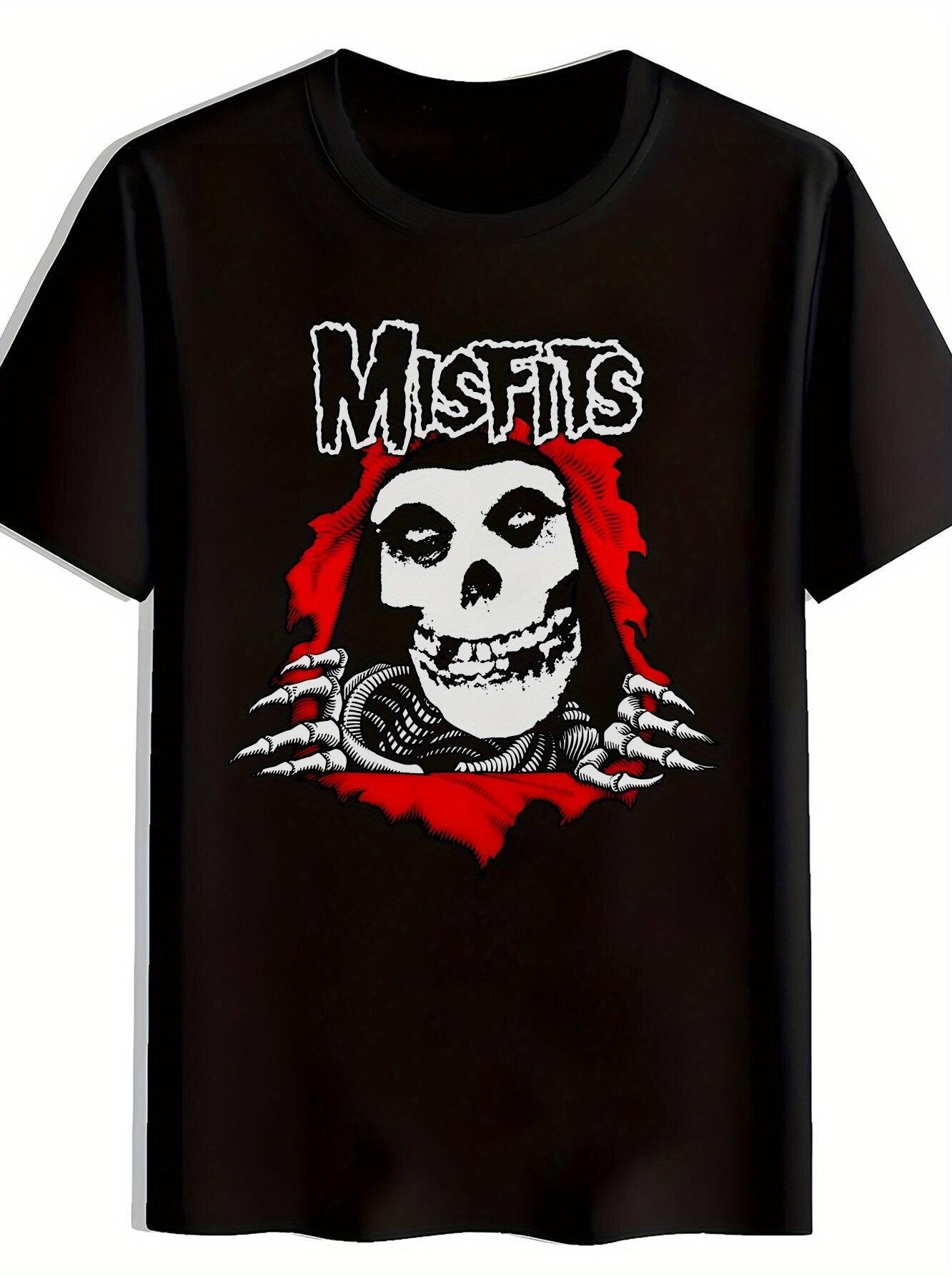 Misfits Graphic T-shirt - Black Short Sleeve Crewneck with Skull & Text Design M