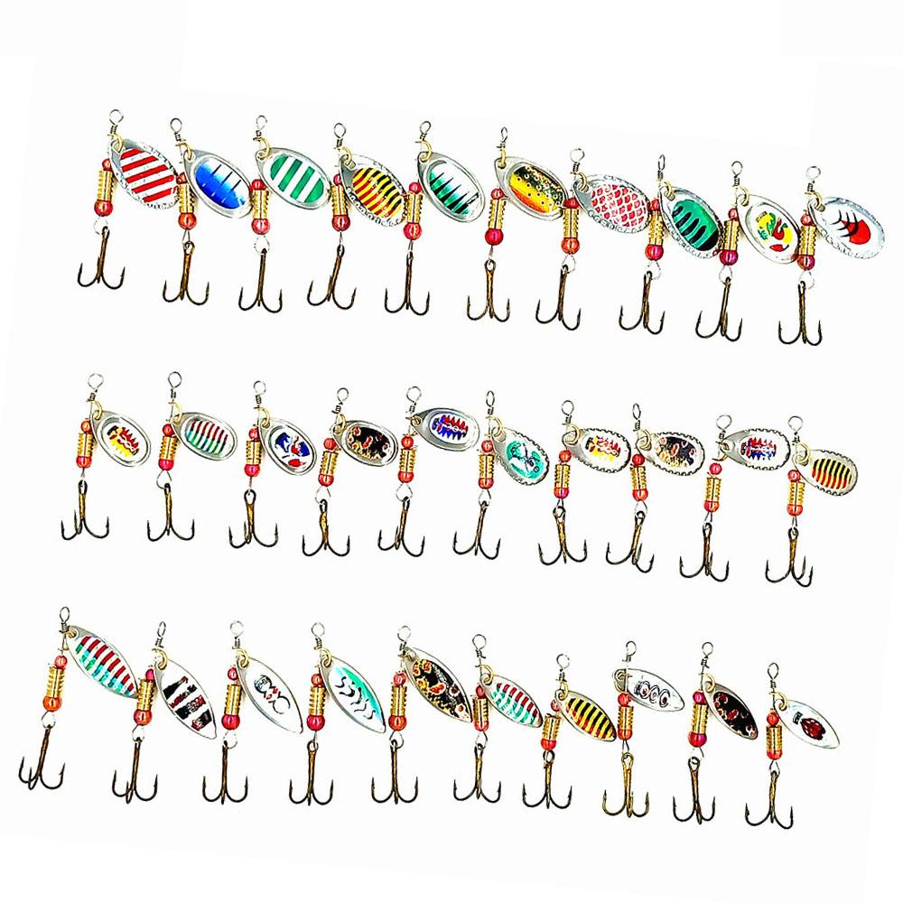 30 Pcs Iron Plate Lure Various Size Weight Colors Vivid Bright Colorful Stickers Metal Fishing Bait